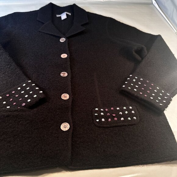 Carroll Reed Wool Jacket Women Felted Textured Pocket Cardigan Long Sleeve - Picture 4 of 16